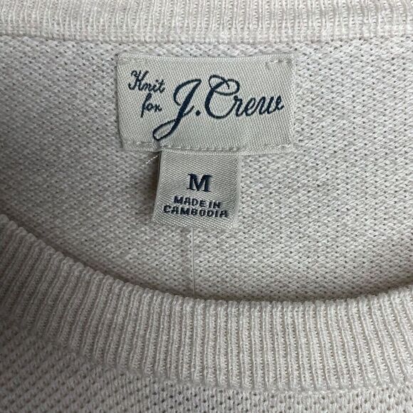 J.CREW Sweater Men Medium Cotton Pique Pullover NEW Beige Crewneck BM043 - Picture 11 of 15